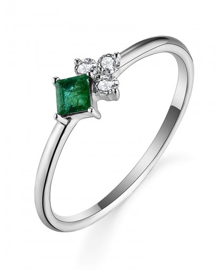 PRINCESS CUT EMERALD DIAMOND RING (TR5410)