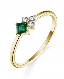 PRINCESS CUT EMERALD DIAMOND RING (TR5410)
