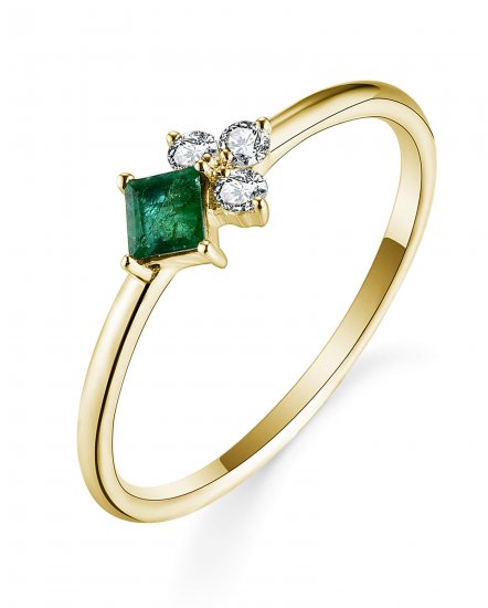 PRINCESS CUT EMERALD DIAMOND RING (TR5410)