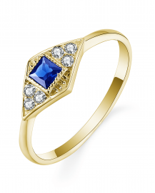 PRINCESS CUT SAPPHIRE DIAMOND RING (TR5412)