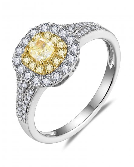 MULTI TONE CUSHION DIAMOND ENGAGEMENT RING (TR5731)