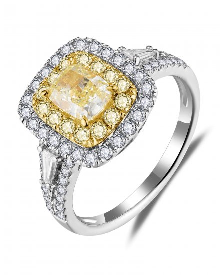 MULTI TONE CUSHION DIAMOND ENGAGEMENT RING (TR5743)