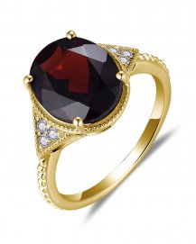 OVAL GARNET DIAMOND RING (TR5808)