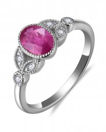 OVAL RUBY DIAMOND RING (TR5827)