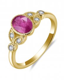 OVAL RUBY DIAMOND RING (TR5827)