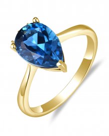 PEAR LONDON BLUE TOPAZ DIAMOND RING (TR5829)