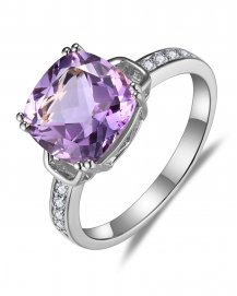 CUSHION AMETHYST DIAMOND RING (TR5844)