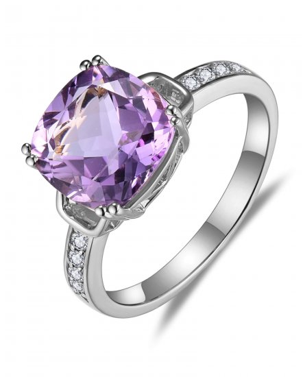 CUSHION AMETHYST DIAMOND RING (TR5844)