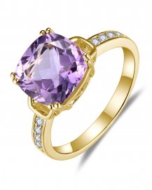 CUSHION AMETHYST DIAMOND RING (TR5844)