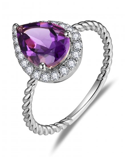 PEAR AMETHYST DIAMOND RING (TR5852)