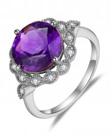 ROUND AMETHYST DIAMOND RING (TR5854)