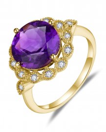 ROUND AMETHYST DIAMOND RING (TR5854)