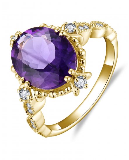 OVAL AMETHYST DIAMOND RING (TR5855)