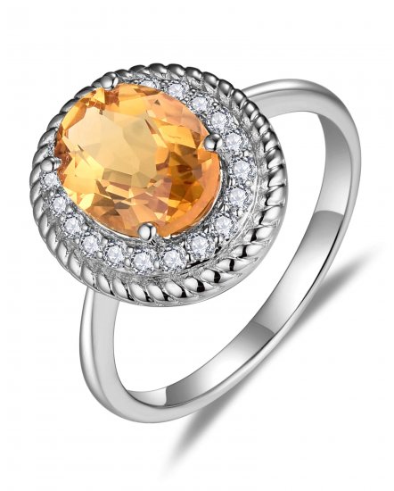 OVAL SHAPE CITRINE DIAMOND RING (TR5861)