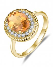 OVAL SHAPE CITRINE DIAMOND RING (TR5861)