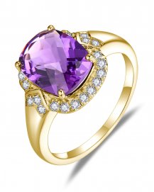 CUSHION AMETHYST DIAMOND RING (TR5863)