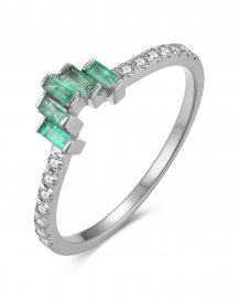 BAGUETTE EMERALD DIAMOND CURVED BAND (TR5997)