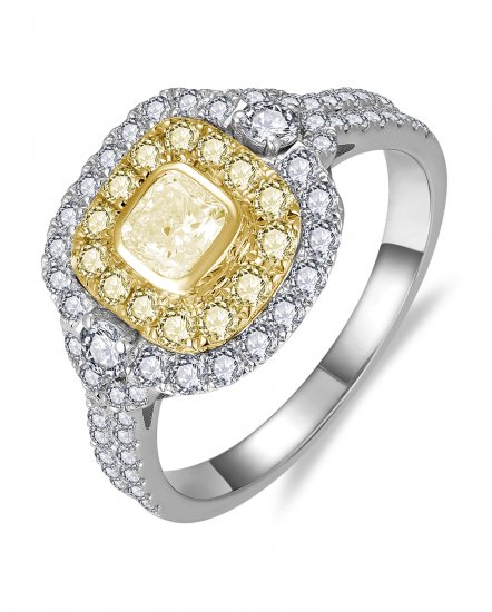 MULTI TONE CUSHION DIAMOND ENGAGEMENT RING (TR6256)