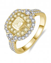 MULTI TONE CUSHION DIAMOND ENGAGEMENT RING (TR6256)