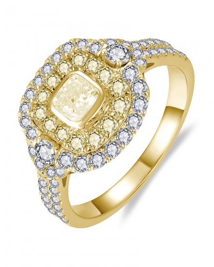 MULTI TONE CUSHION DIAMOND ENGAGEMENT RING (TR6256)