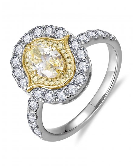 MULTI TONE OVAL DIAMOND ENGAGEMENT RING (TR6268)