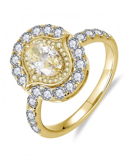 MULTI TONE OVAL DIAMOND ENGAGEMENT RING (TR6268)