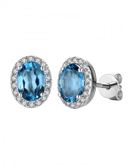 OVAL COLORED STONE DIAMOND STUDS (VE406)