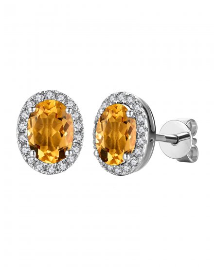 OVAL COLORED STONE DIAMOND STUDS (VE406)