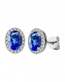 OVAL COLORED STONE DIAMOND STUDS (VE406)