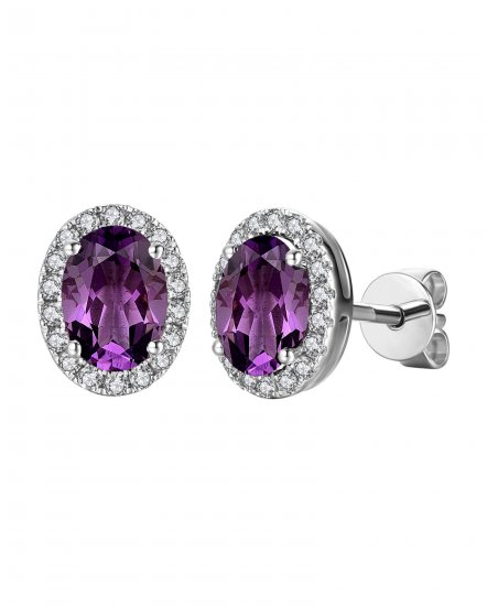 OVAL COLORED STONE DIAMOND STUDS (VE406)