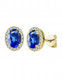 OVAL COLORED STONE DIAMOND STUDS (VE406)