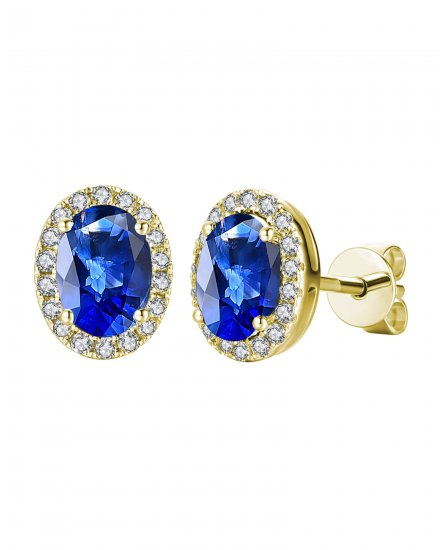OVAL COLORED STONE DIAMOND STUDS (VE406)