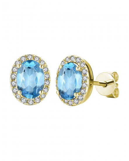 OVAL COLORED STONE DIAMOND STUDS (VE406)