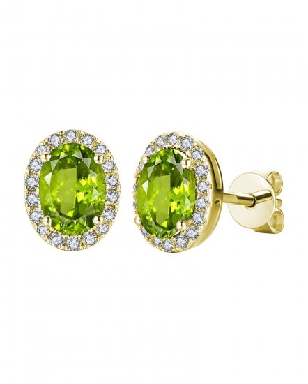 OVAL COLORED STONE DIAMOND STUDS (VE406)