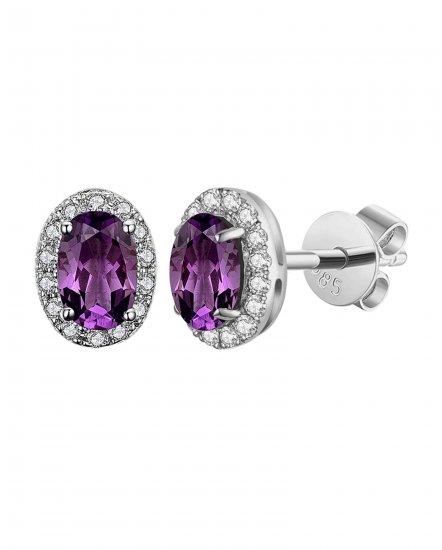 OVAL COLORED STONE DIAMOND STUDS (VE407)