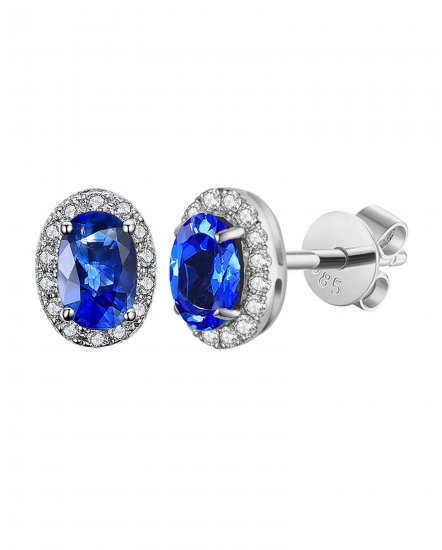 OVAL COLORED STONE DIAMOND STUDS (VE407)