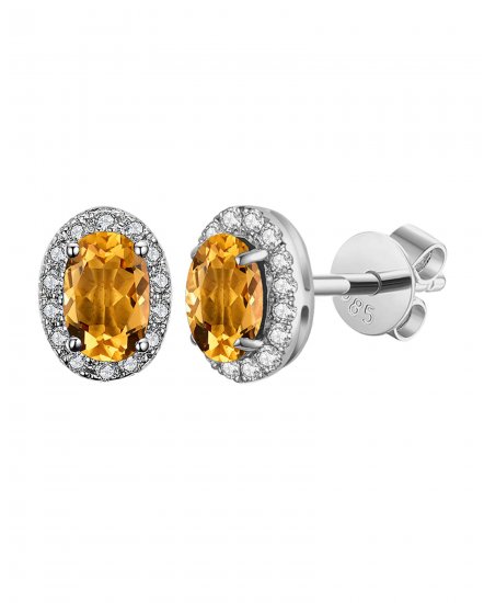 OVAL COLORED STONE DIAMOND STUDS (VE407)