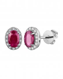 OVAL COLORED STONE DIAMOND STUDS (VE407)