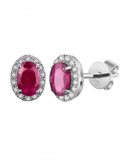 OVAL COLORED STONE DIAMOND STUDS (VE407)