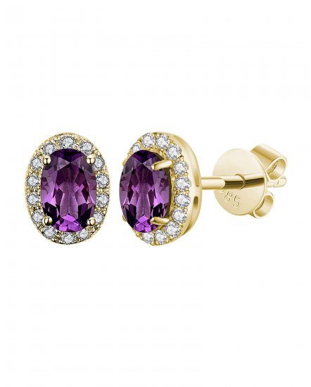 OVAL COLORED STONE DIAMOND STUDS (VE407)