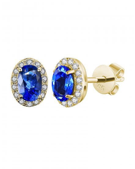 OVAL COLORED STONE DIAMOND STUDS (VE407)