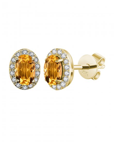 OVAL COLORED STONE DIAMOND STUDS (VE407)