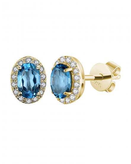 OVAL COLORED STONE DIAMOND STUDS (VE407)