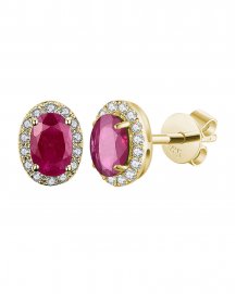 OVAL COLORED STONE DIAMOND STUDS (VE407)