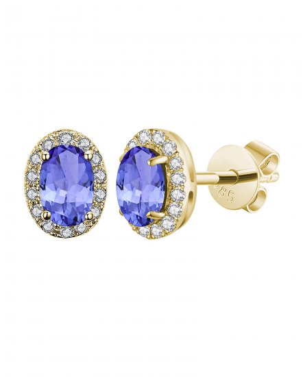 OVAL COLORED STONE DIAMOND STUDS (VE407)