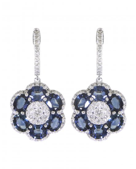 FLORAL STYLE SAPPHIRE DIAMOND DANGLING (VE418)