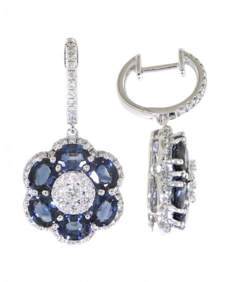 FLORAL STYLE SAPPHIRE DIAMOND DANGLING (VE418)