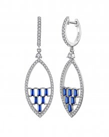 BAGUETTE COLORED STONE DIAMOND DANGLING (VE428)