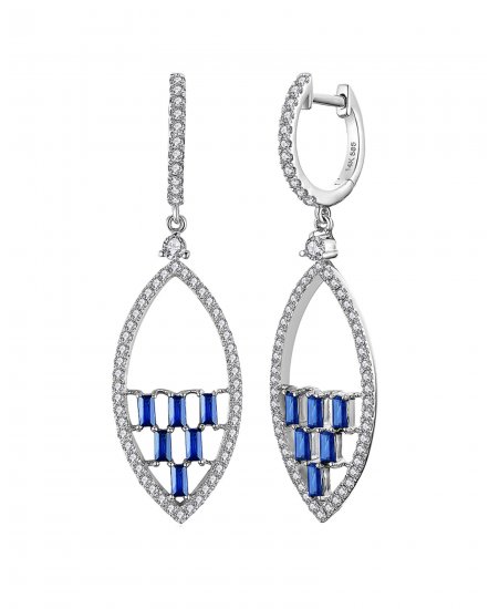 BAGUETTE COLORED STONE DIAMOND DANGLING (VE428)