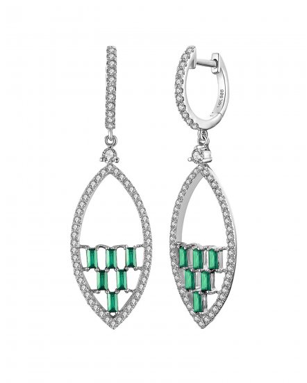 BAGUETTE COLORED STONE DIAMOND DANGLING (VE428)